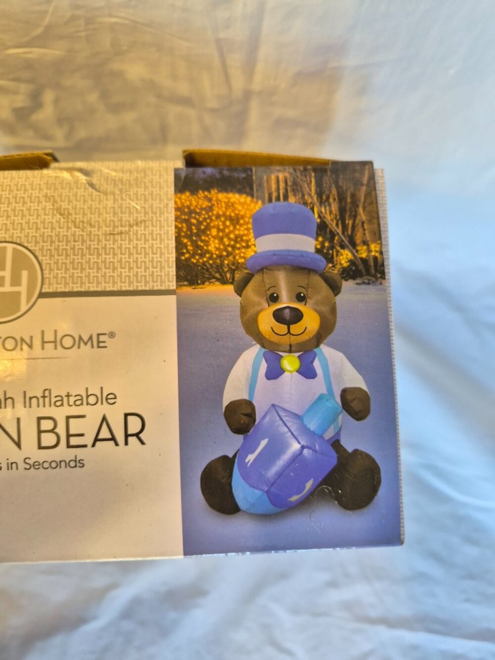 NEW 4 ft Huntington Home Hannukah Inflatable Bronw Bear +Dreidel Yard Decoration - Picture 5 of 5